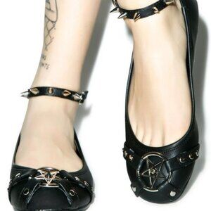 Boutique Diabolik Demonia Star-23 Vegan Leather Pentagram Flats Goth Shoes